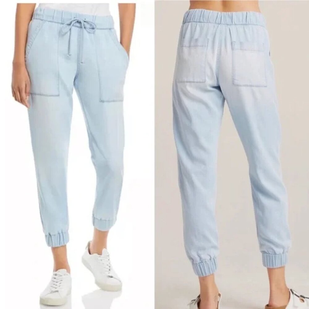 Bella Dahl Blue Track Pants with Elastic Waistband and Cuffed Ankles